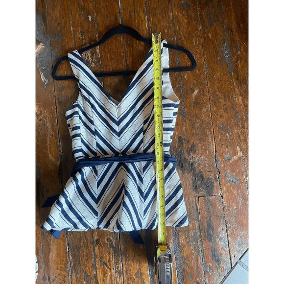 Anthropologie Maeve Mitered Striped Sweetheart Tank Top Bow Navy Size 4, MP $118 - Picture 10 of 10